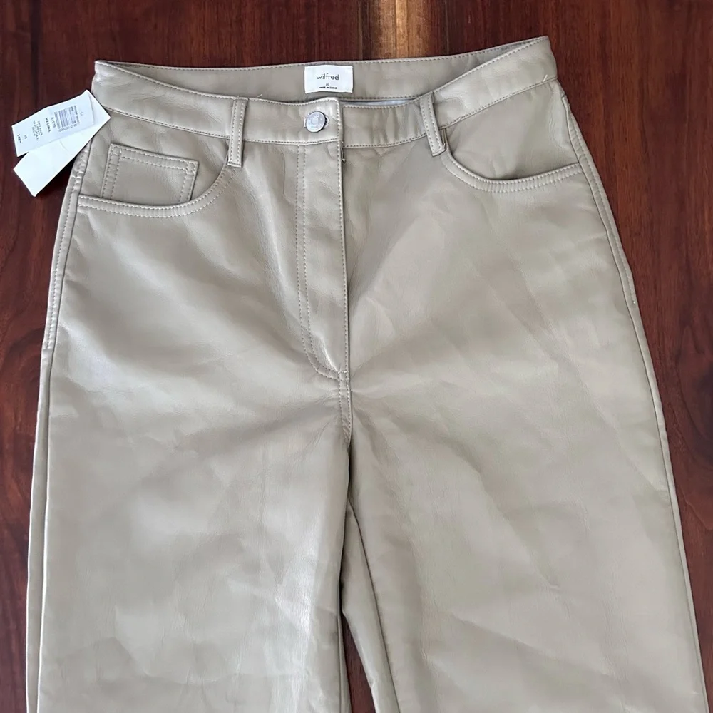 Wilfred Melina Pant Vegan Leather Dry Sage Size 10 NWT